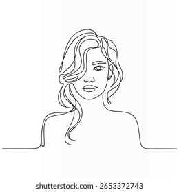 woman Face Single Line Art with  continuous Motion