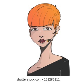A Woman face in a sketch/ink style