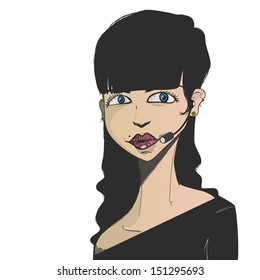 A Woman face in a sketch/ink style
