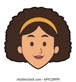 woman face smile expression cartoon character on white background