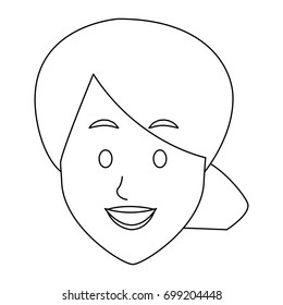 woman face smile expression cartoon character on white background