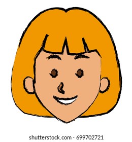 woman face smile expression cartoon character on white background