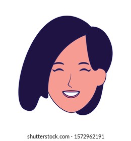 woman face smiling icon over white background, vector illustration