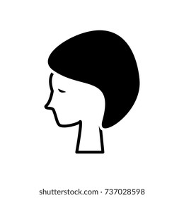 woman face in spa icon, vector illustration, black sign on isolated background