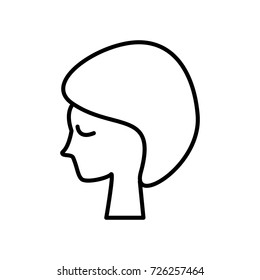 woman face, in spa vector line icon, sign, illustration on background, editable strokes
