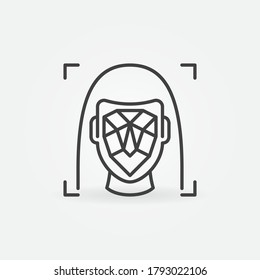 Woman Face Swap or Facial Detection Technology vector concept icon or symbol in thin line style