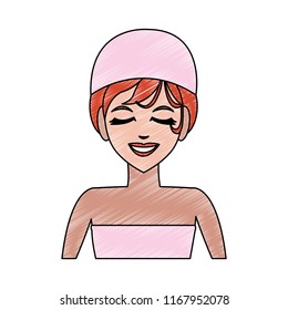 Woman face with towel scribble