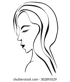 woman face vector element drawing for design