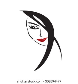 woman face vector element drawing for design