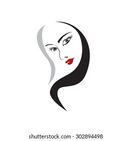 woman face vector element drawing for design