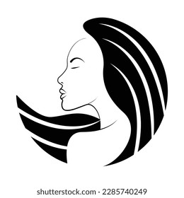 Woman face vector icon design. Flat icon for beauty industry.
