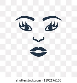 Woman Face vector icon isolated on transparent background, Woman Face transparency concept can be used web and mobile