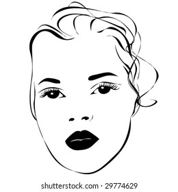 Woman face. Vector illustration.