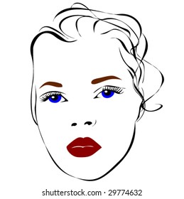 Woman face. Vector illustration.