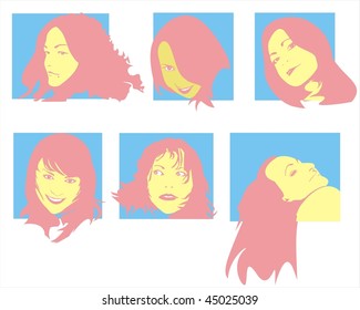 Woman face, vector illustration.