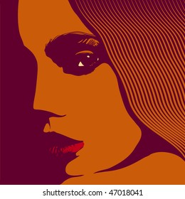 Woman face, vector illustration.