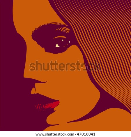 Woman face, vector illustration.
