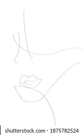 Woman face .Vector line illustration. Minimalist Black White Drawing Artwork. EPS 10 - Shutterstock ID 1875782524