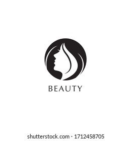 Woman face vector logo design template for beauty salon