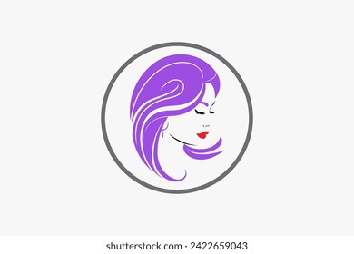 Diseño del logo de Woman face Vector. Beauty Model ilustración, Girl silhouette para Branding, Business of cosmetics, belleza, salón, salud y spa, moda, Boutique, peinado, facial, yoga, temas de cabello.
