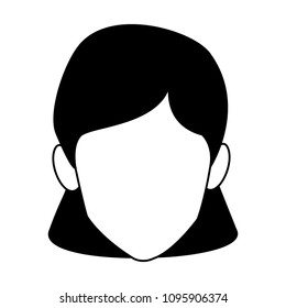 woman faceless cartoon in black and white