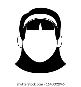 Woman faceless head in black and white