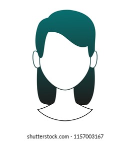 Woman faceless head in blue lines