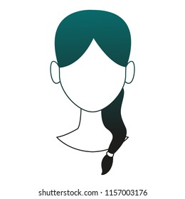 Woman faceless head in blue lines