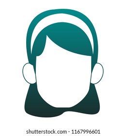 Woman faceless head blue lines