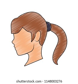Woman faceless head scribble