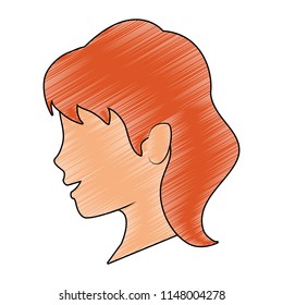 Woman faceless head scribble
