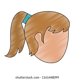 Woman faceless head scribble