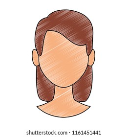 Woman faceless head scribble
