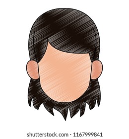 Woman faceless head scribble