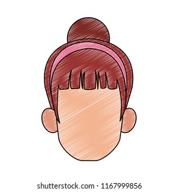 Woman faceless head scribble