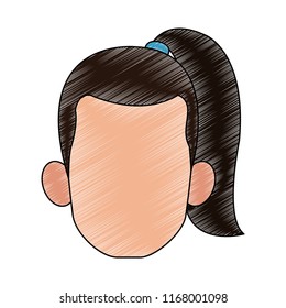 Woman faceless head scribble