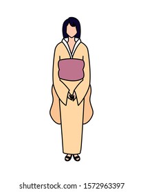woman faceless standing on white background vector illustration design