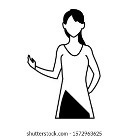 woman faceless standing on white background vector illustration design