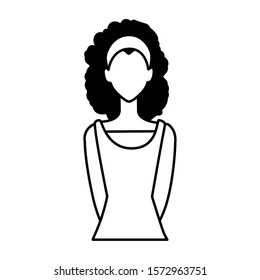 woman faceless standing on white background vector illustration design