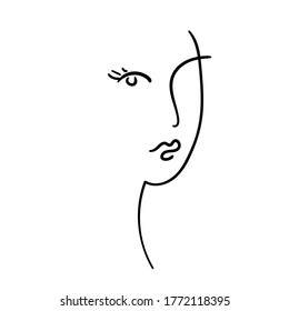 Woman  faces   lips vector illustration  Black   white 