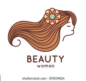 Woman faces and portraits in trendy linear style - beauty symbols for hair, spa salon or organic cosmetics. Thin line style