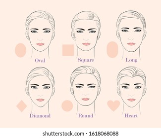 Set Vector Face Shapes Oval Heart Stock Vector (Royalty Free ...