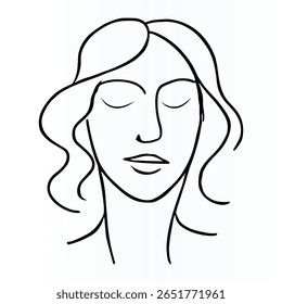 woman FaceSingle Line Art with  continuous Motion