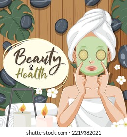 Woman with facial mask illustration