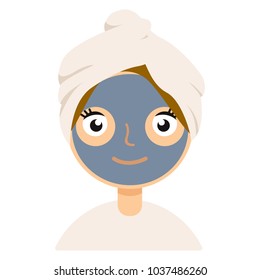 Woman with facial mask on white background