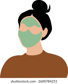 Woman with Facial Mask Vector Illustration for Beauty Concepts
