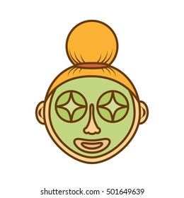 woman with facial mask vector illustration design