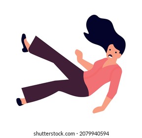 Woman falling down. Scared person drop from height
