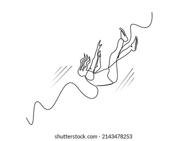 A Woman Is Falling Fast From Top To Bottom And Her Hair Is Limp