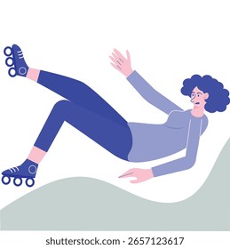 mulher caindo enquanto patinando projeto vetor limpo único e mais recente ilustração